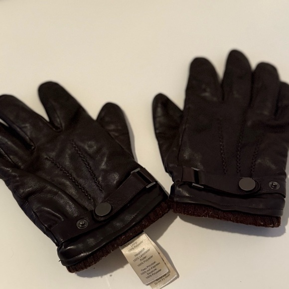 Men's Brown Leather Gloves fuzzy lining size 10 - Picture 3 of 7